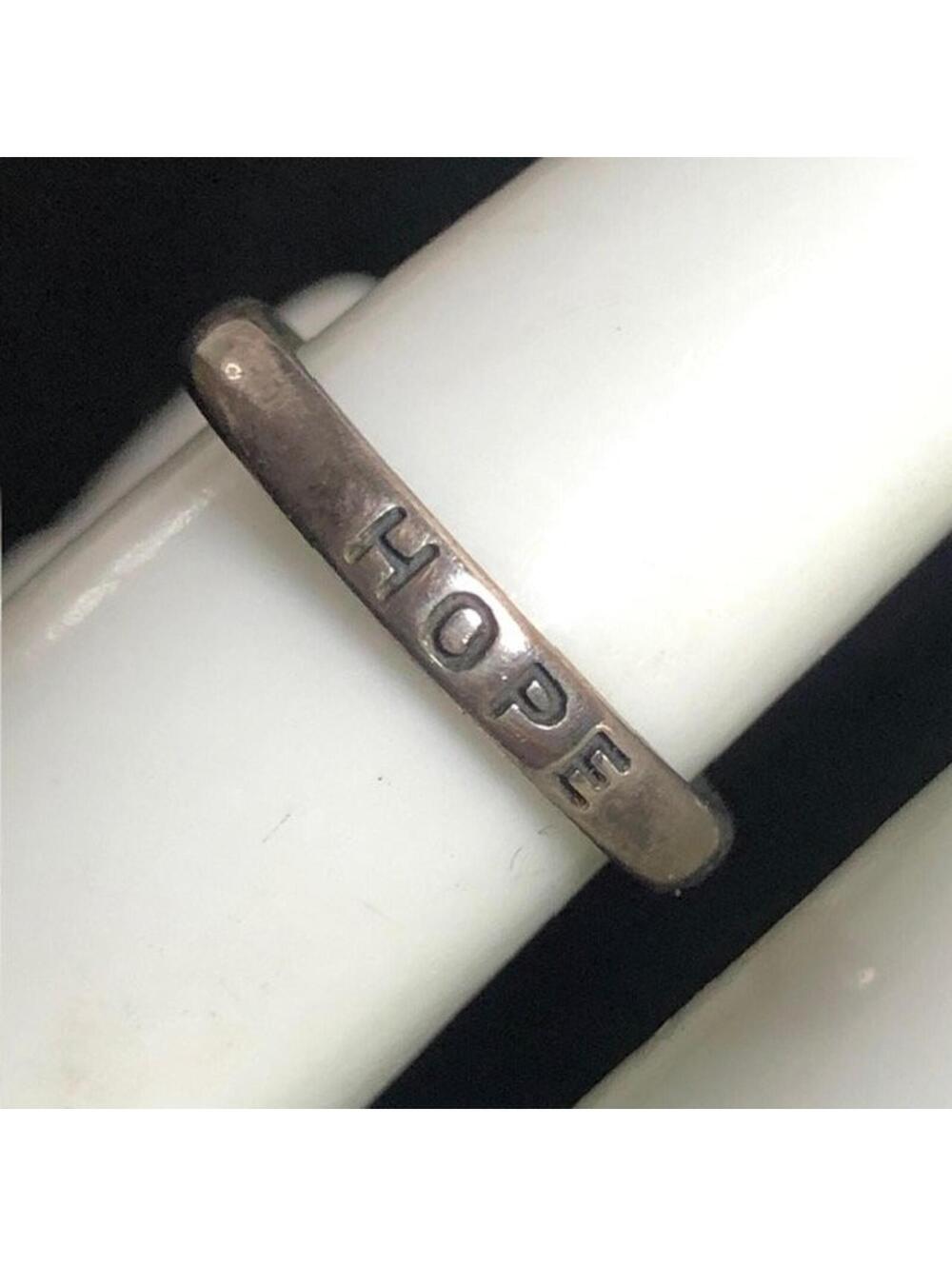 B1240 925 Sterling Silver HOPE Engraved Band Ring Minimalist Stacking sz 6
